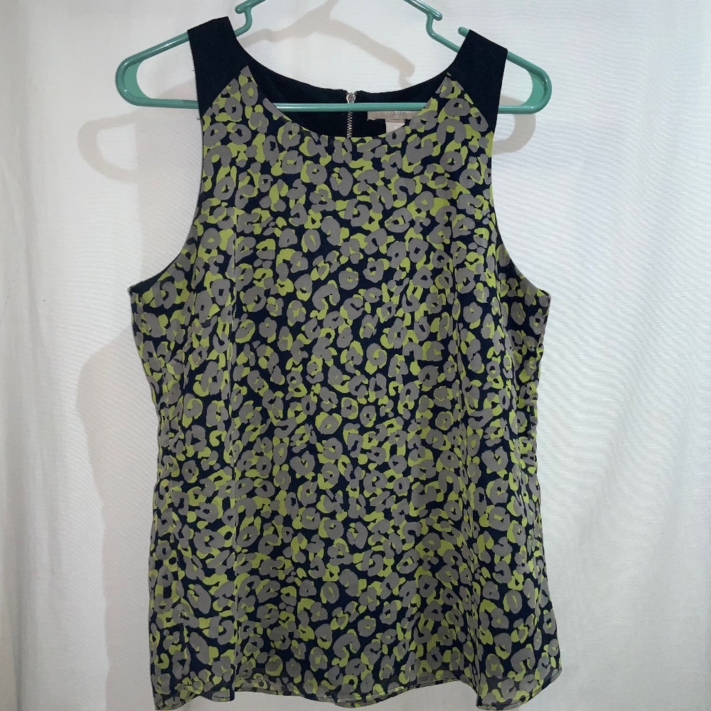 Banana Republic floral top Sz S sleeveless exposed back zipper